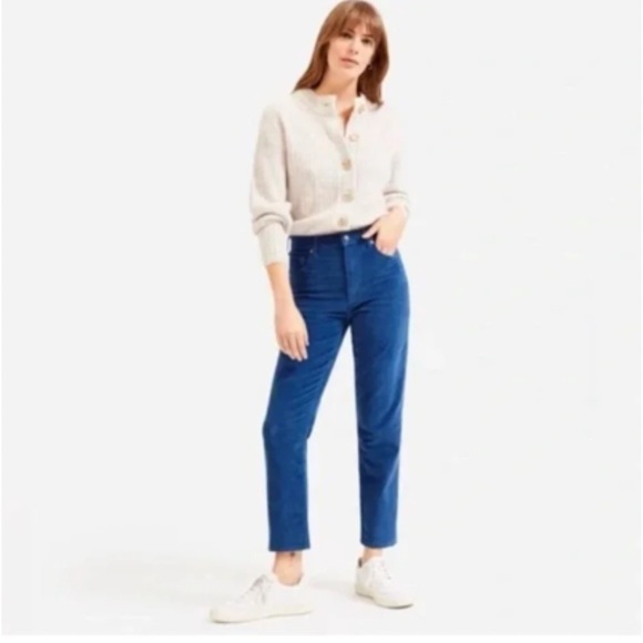 EVERLANE High Rise Baby Corduroy Blue Pants - Picture 1 of 10